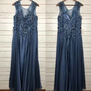 Marsoni By Colors Blue Embellished Floor Length Gown Dress Size 18
